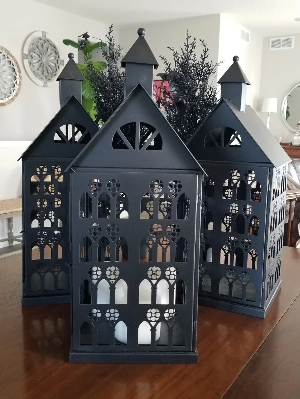 Black Metal Candle Holder Lantern